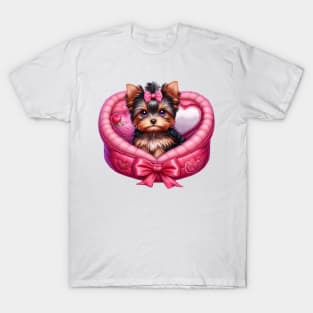 Yorkshire Terrier Dog in Bed T-Shirt